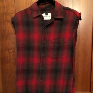 Topman Sleeveless Flannel